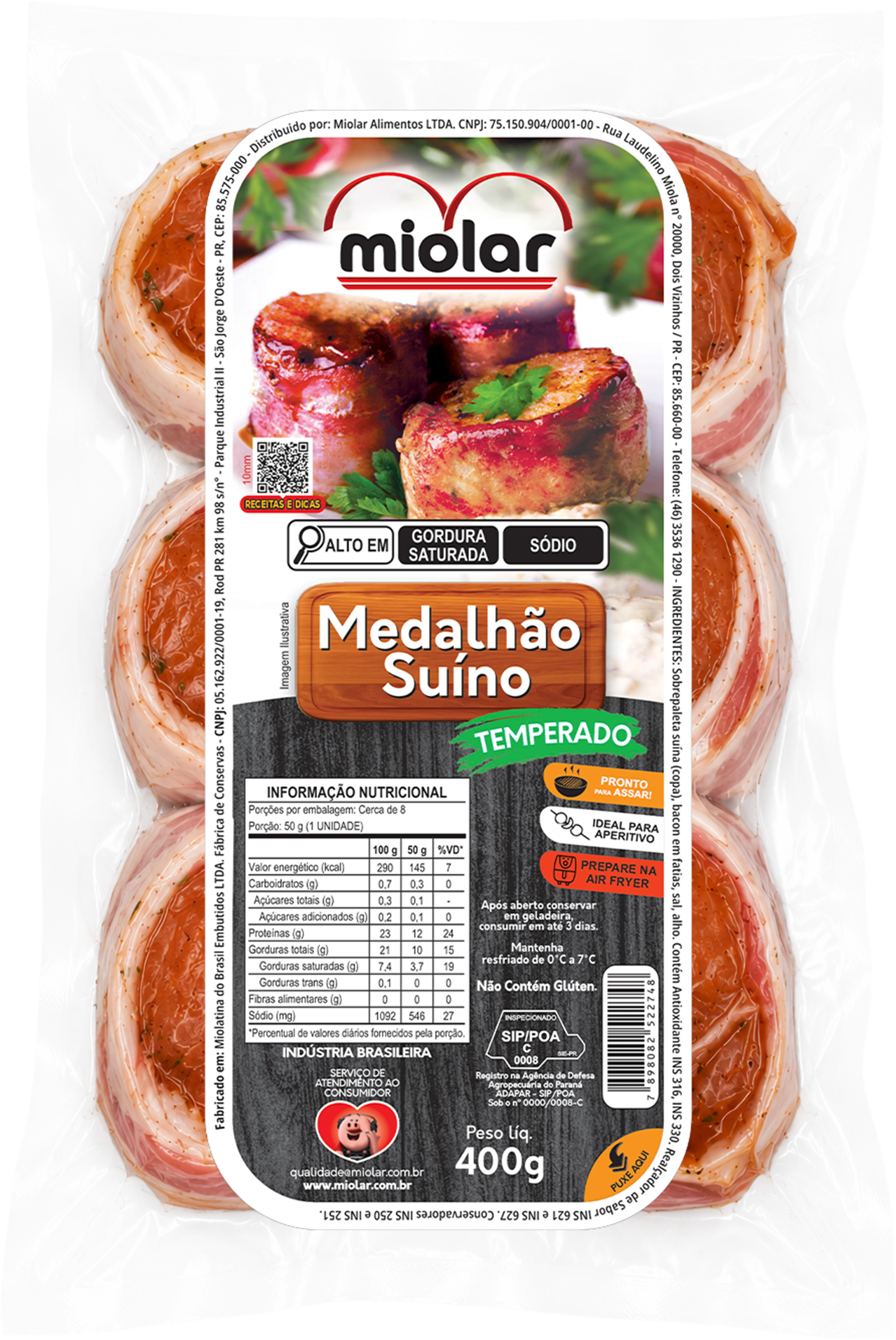 Medalhão Suíno Temperado (400g)