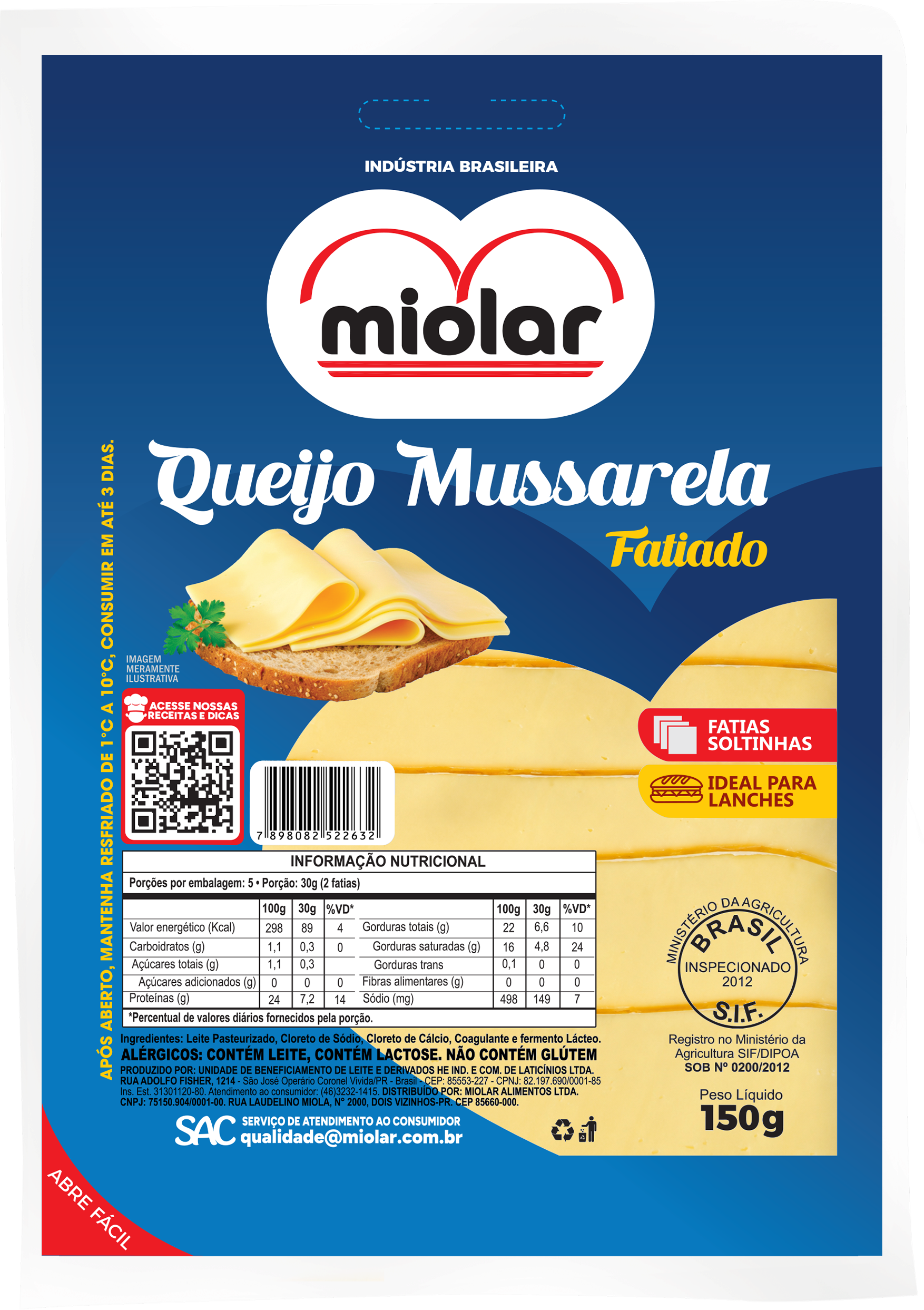 Queijo Mussarela Fatiado