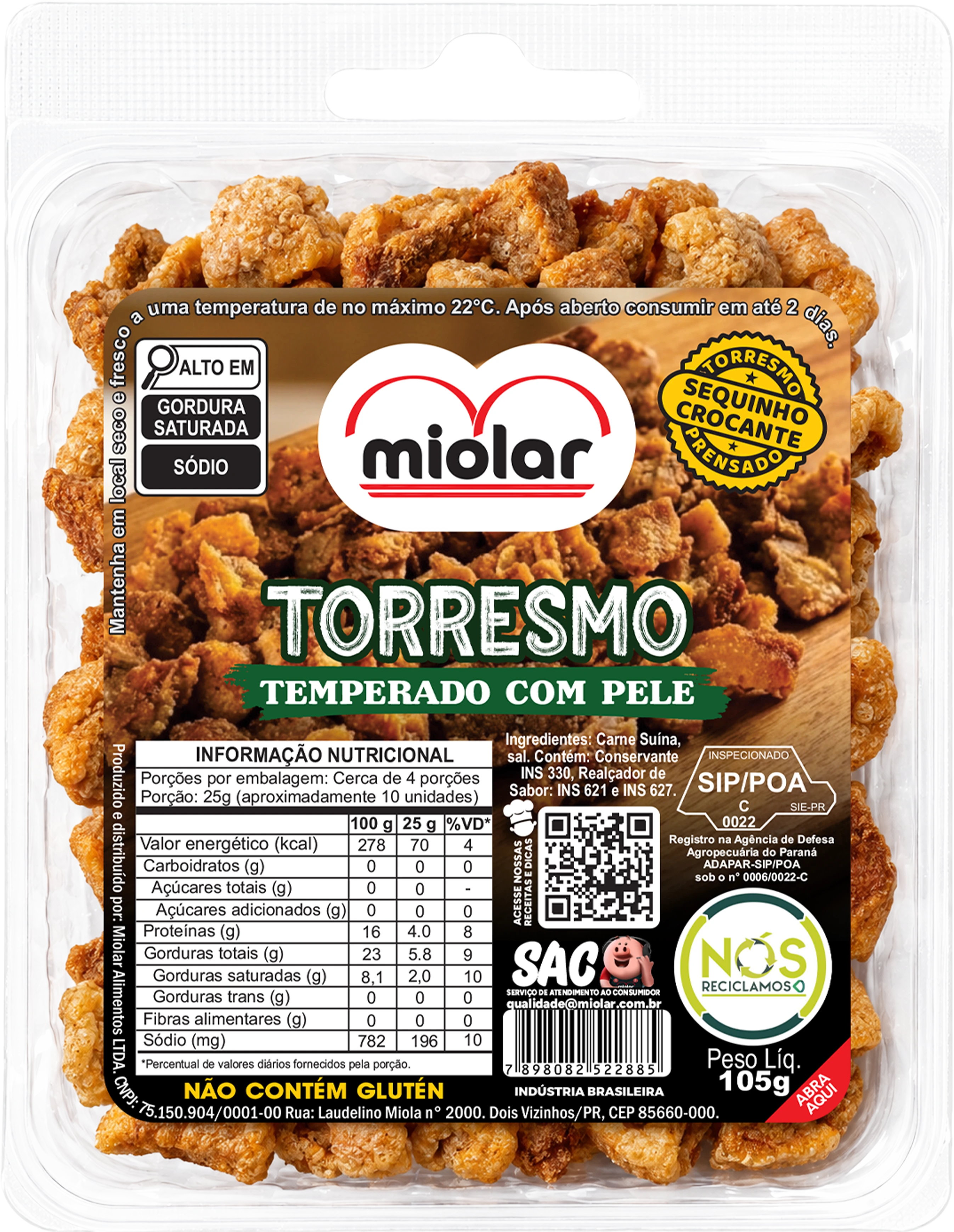 Torresmo Temperado com Pele