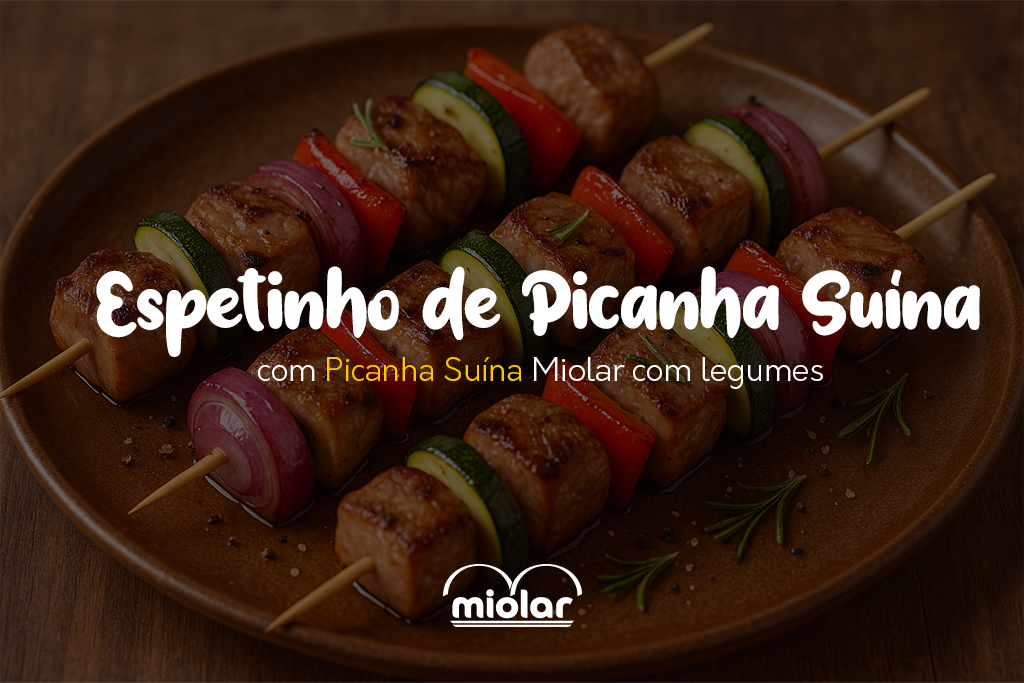Espetinho de Picanha Suína Miolar com Legumes